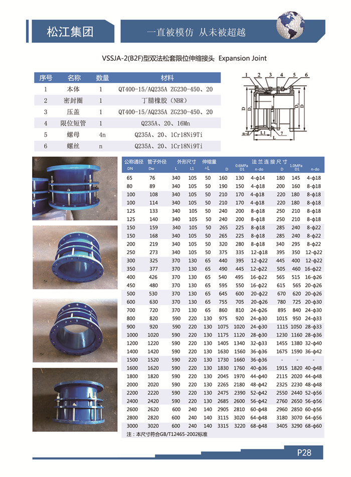 上海雙法蘭伸縮接頭，上海松套伸縮接頭，上海限位伸縮接頭